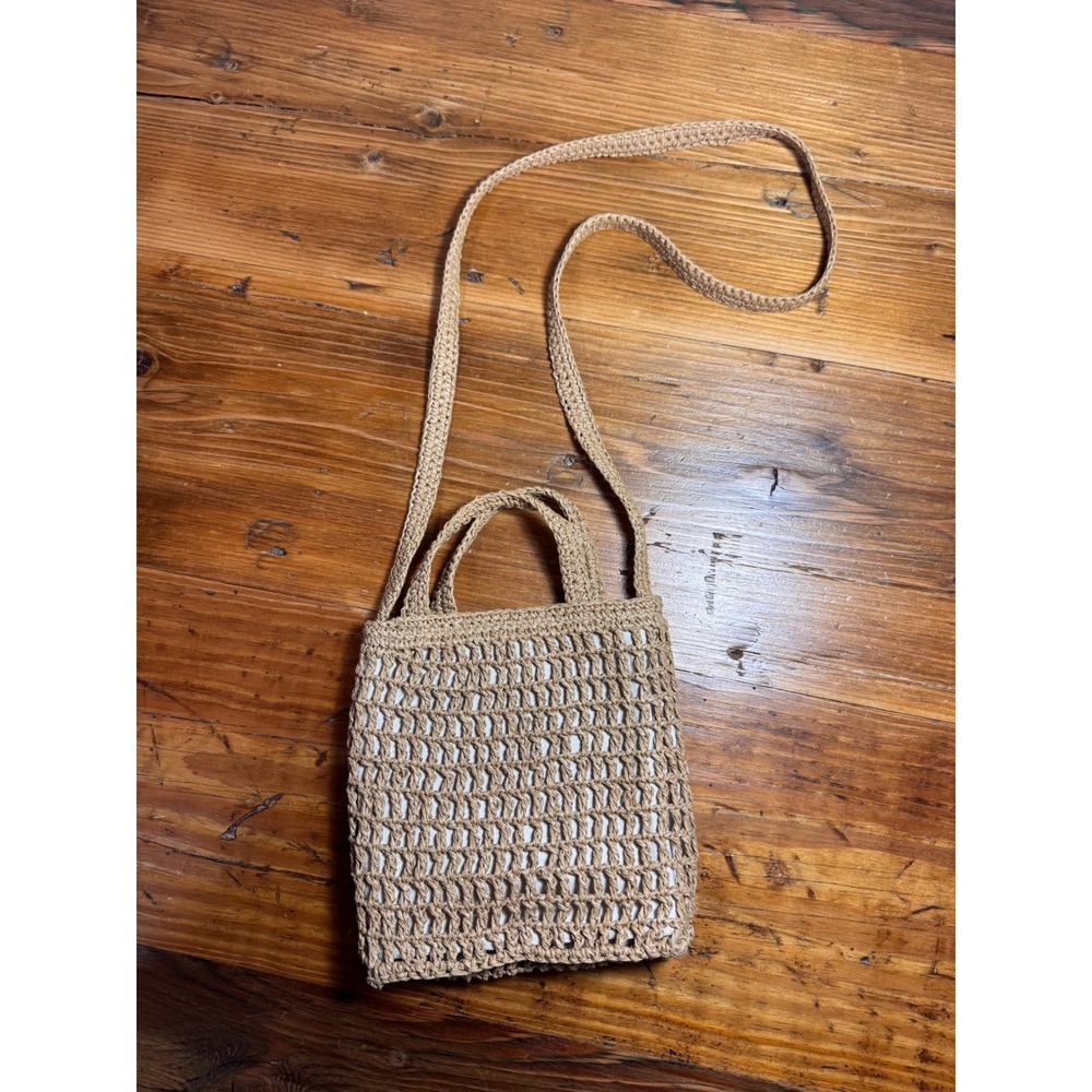 Madewell Small Transport Crossbody Straw Edition Crochet Tan Canvas Lined bag - Picture 2 of 12